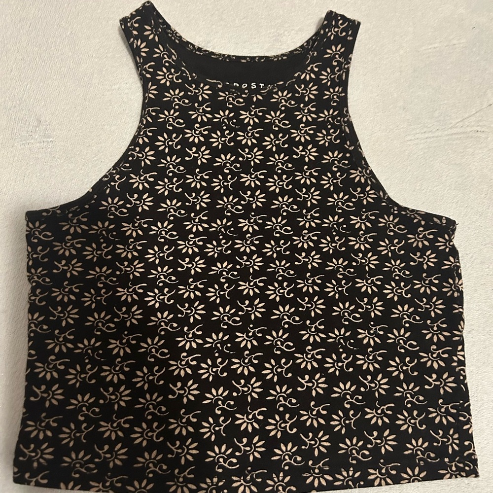 Black Crop Top With Flowers Designs!